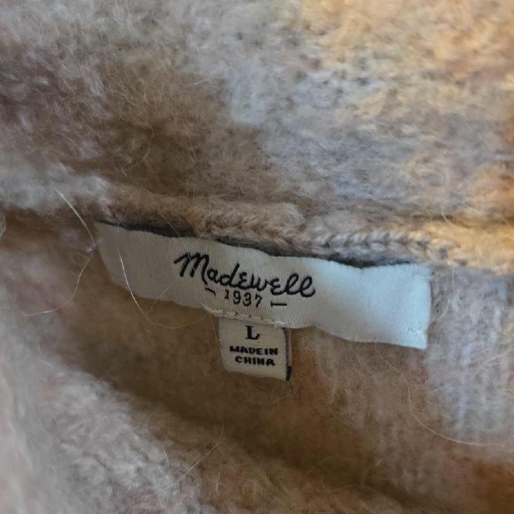 Madewell Roundtrip Fuzzy Soft Turtleneck Cowl Neck Sweater Size Large - Beige/ - Picture 2 of 6